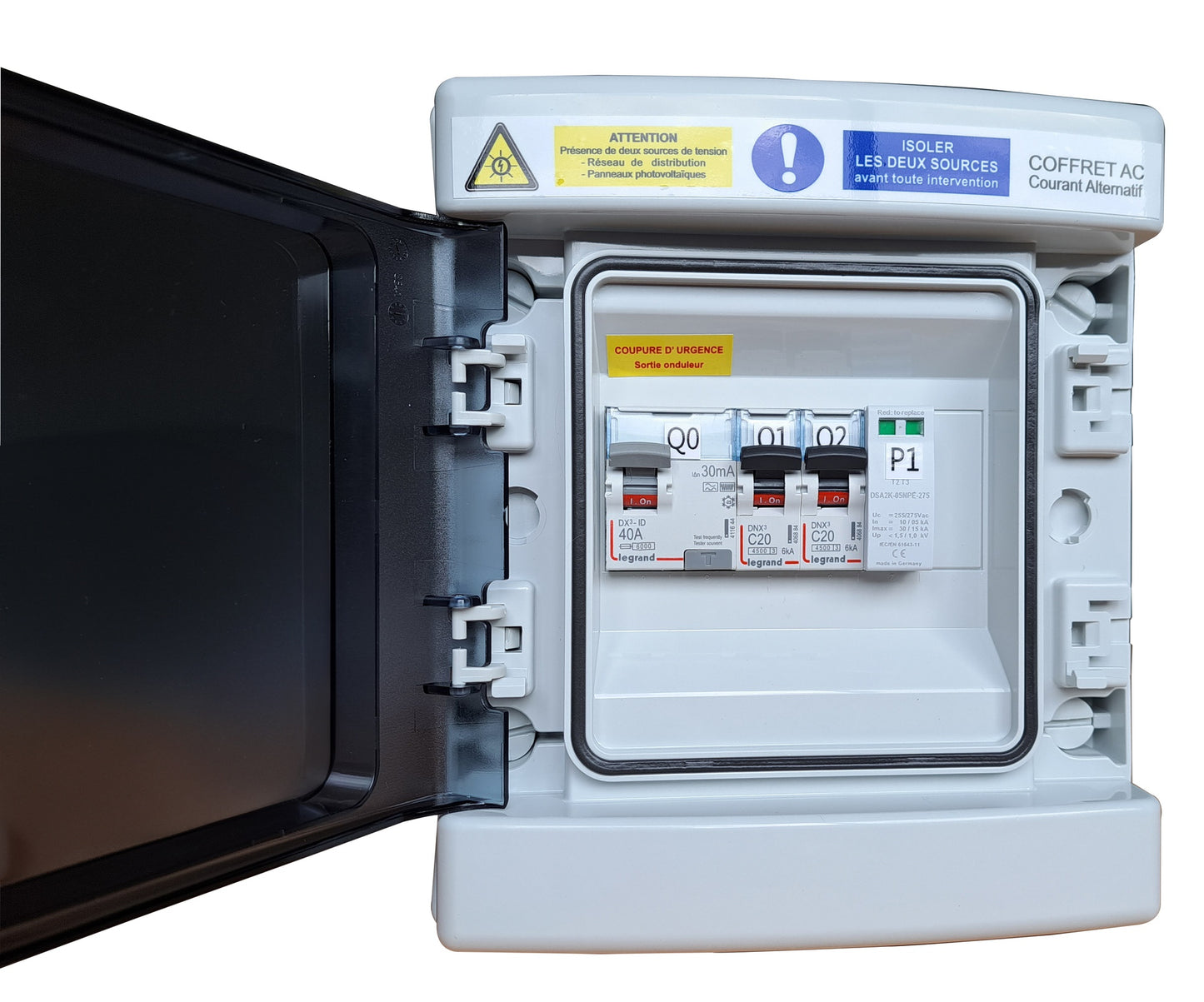 Coffret AC monophasé, onduleur réseau jusqu'à 4kVA, CTAC 20-300mA