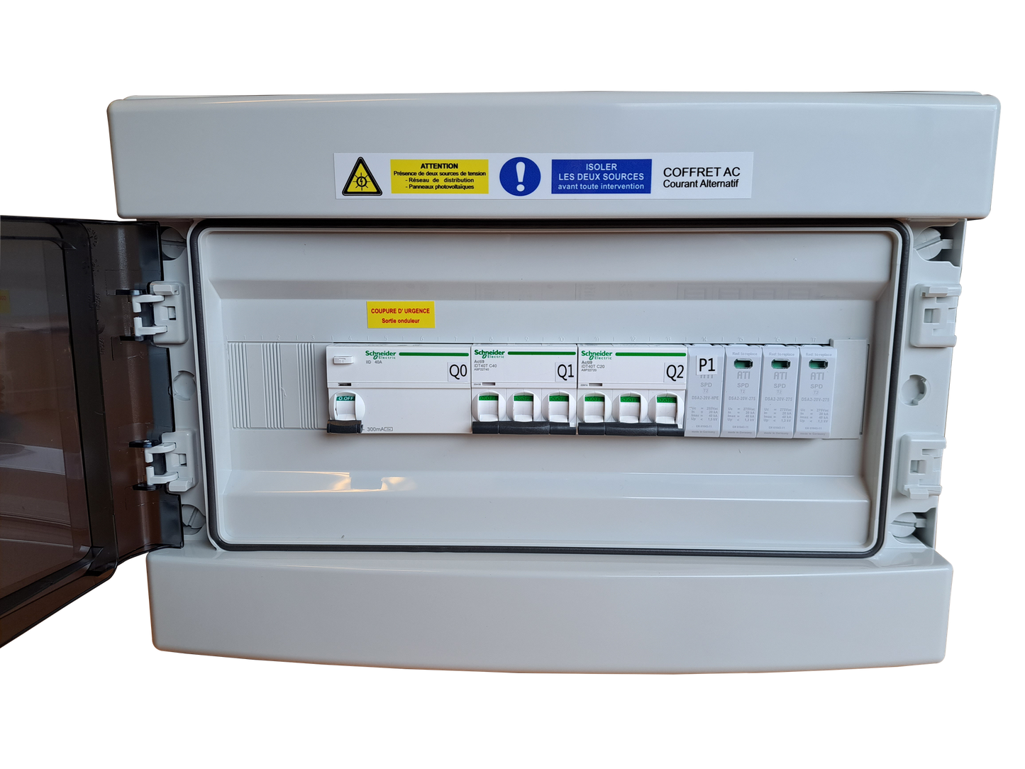 Coffret AC triphasé, onduleur réseau jusqu'à 25kVA, CTACTT 40-300mA Type AC + 4X16U1000 R2V