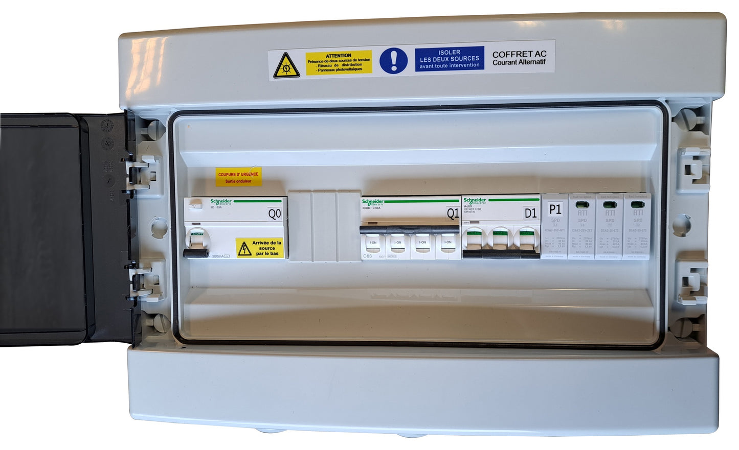 Coffret AC triphasé, onduleur réseau jusqu'à 36kVA, CTACTT 63-300mA Type AC + 4X16U1000 R2V