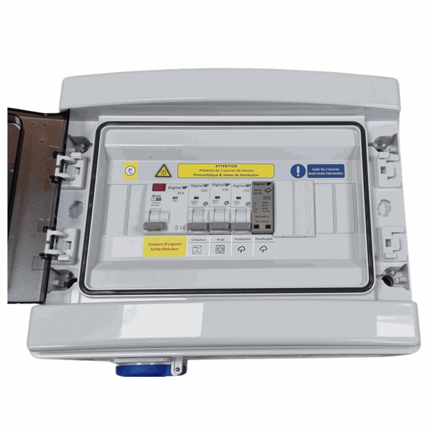 Coffret AC triphasé Enphase, jusqu'à 3kWc, CTACTT 10-30mA Type ASI  + alim ENVOY + 1 Q RELAY