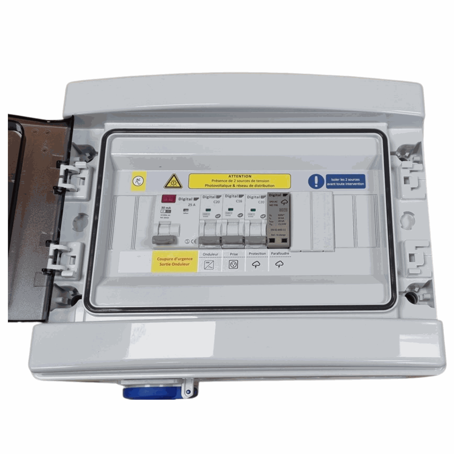 Coffret AC triphasé Enphase, jusqu'à 3kWc, CTACTT 10-30mA Type ASI  + alim ENVOY + 1 Q RELAY