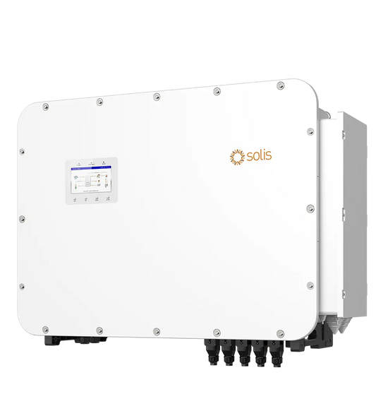 Onduleur Solis S6, 80kW/80kVA, hybride, triphasé, 10 MPPT, DC SW, Deux ports pour batterie HV, Port Backup, Smart Port, Ecran 7", AFCI, compteur & S2-WL-ST in box - 5 ans de garantie