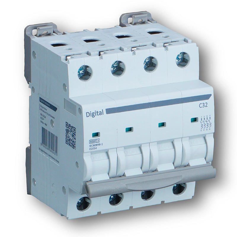 Disjoncteur 4x10A, courbe C, 6kA - 02046