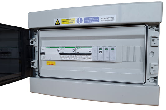 Coffret AC triphasé, onduleur réseau jusqu'à 12kVA, CTACTT 20-30mA Type ASI