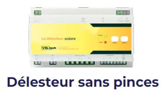 Le Délesteur Solaire
Compatible monophasé et triphasé
( Par liaison filaire au Linky . Sans pince Ampèremétrique 100A 50mA )