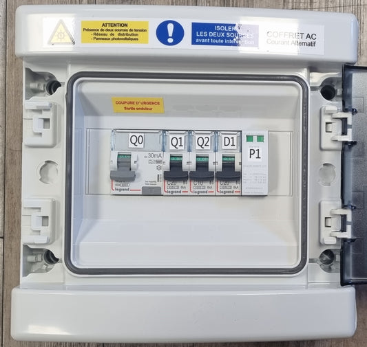 Coffret AC monophasé APS, jusqu'à 3kWc, Système CTAC 20-30mA Type F + Alim ECU