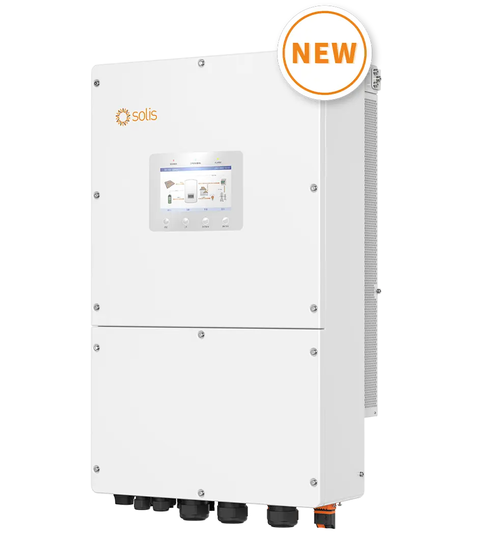 Onduleur Solis S6, 60kW/60kVA, hybride, triphasé, 4 MPPT, 21A Inputs, DC SW, pour batteries HV, Ecran 7", AFCI, compteur & S2-WL-ST inclus - 5 ans de garantie