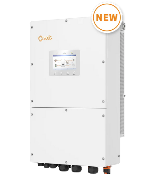 Onduleur Solis S6, 60kW/60kVA, hybride, triphasé, 4 MPPT, 21A Inputs, DC SW, pour batteries HV, Ecran 7", AFCI, compteur & S2-WL-ST inclus - 5 ans de garantie