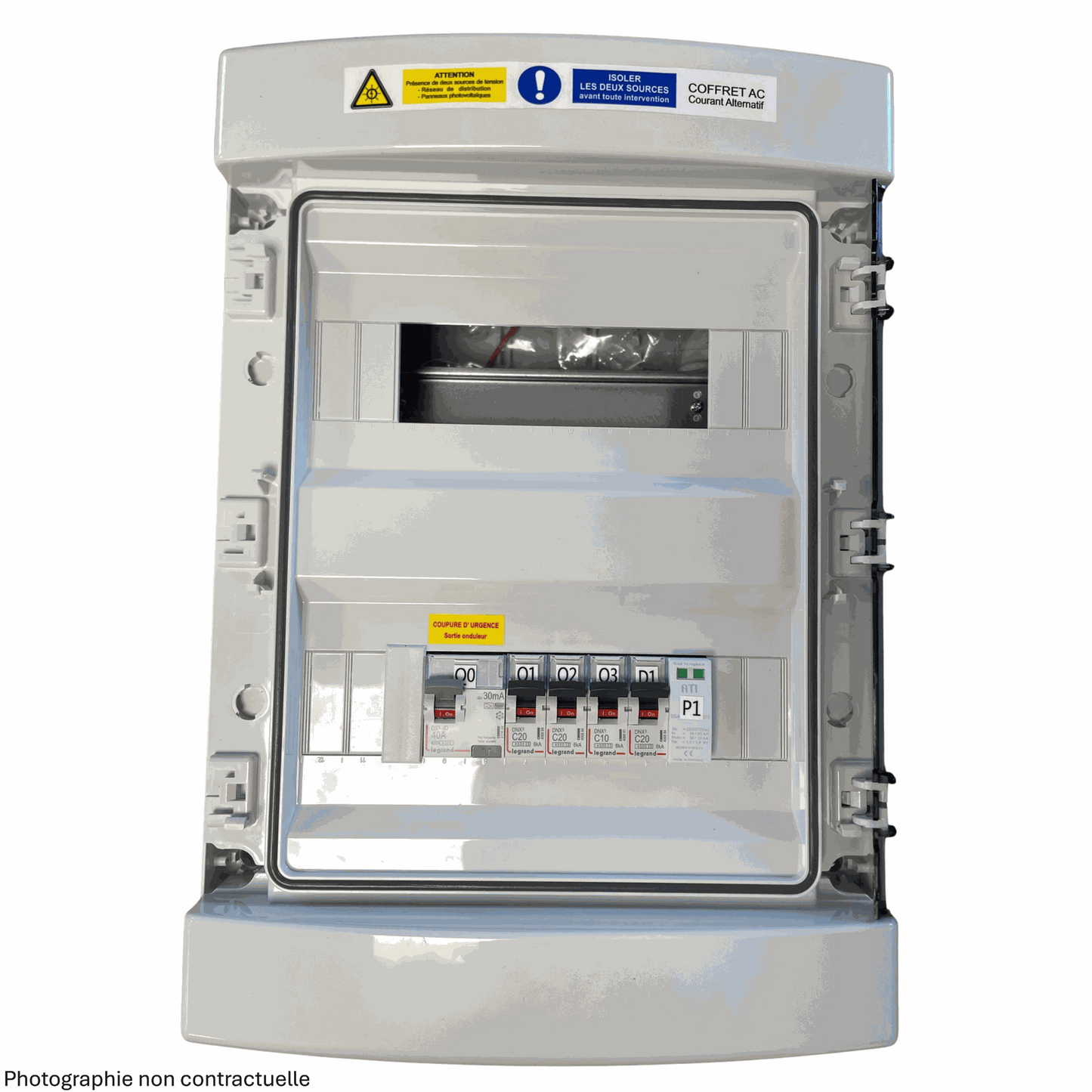 Coffret AC monophasé APS, jusqu'à 3kWc, Système CTAC 20-30mA Type F + alim et emplacement ECU